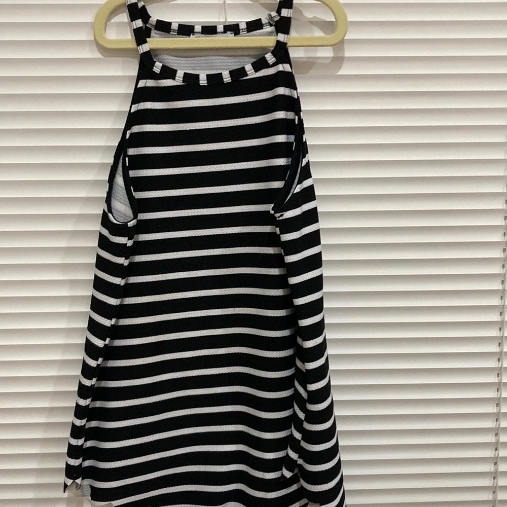 Black and white striped tank.